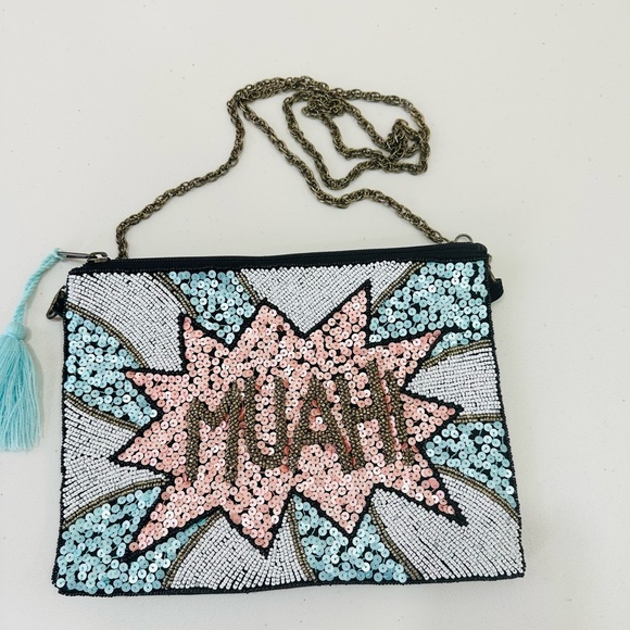 america &beyond Handbags - AMERICA & BEYOND  Blue /Pink Beaded Sequined Crossbody‎